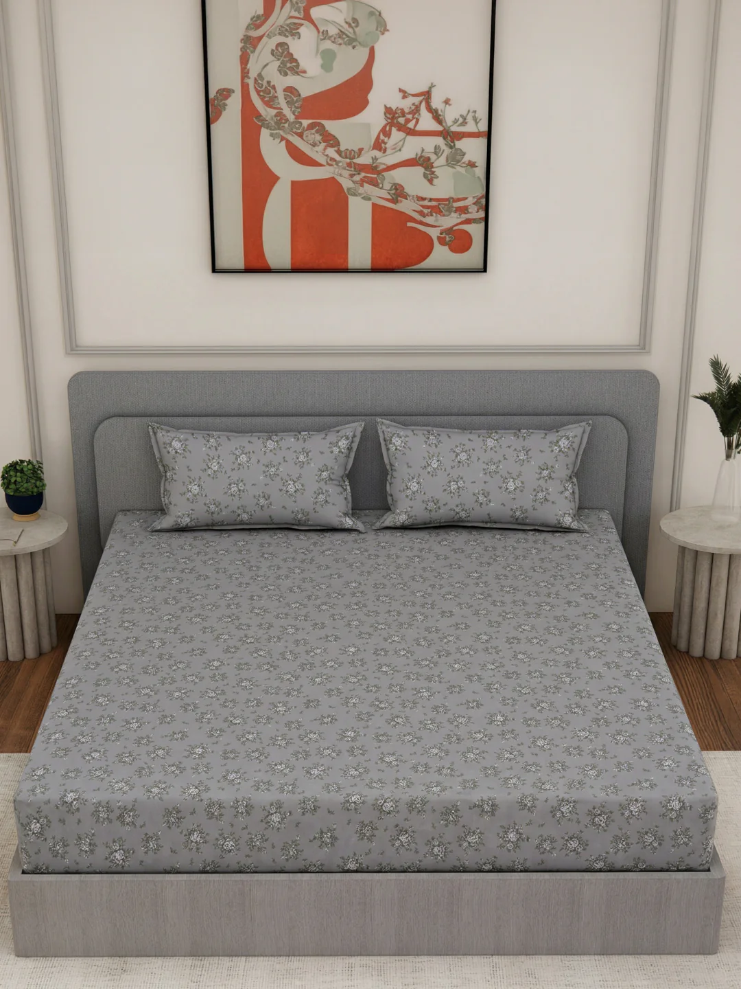 135 GSM Polyester King Size Bedsheet with 2 Pillow Covers Royal King Collection - Image 4