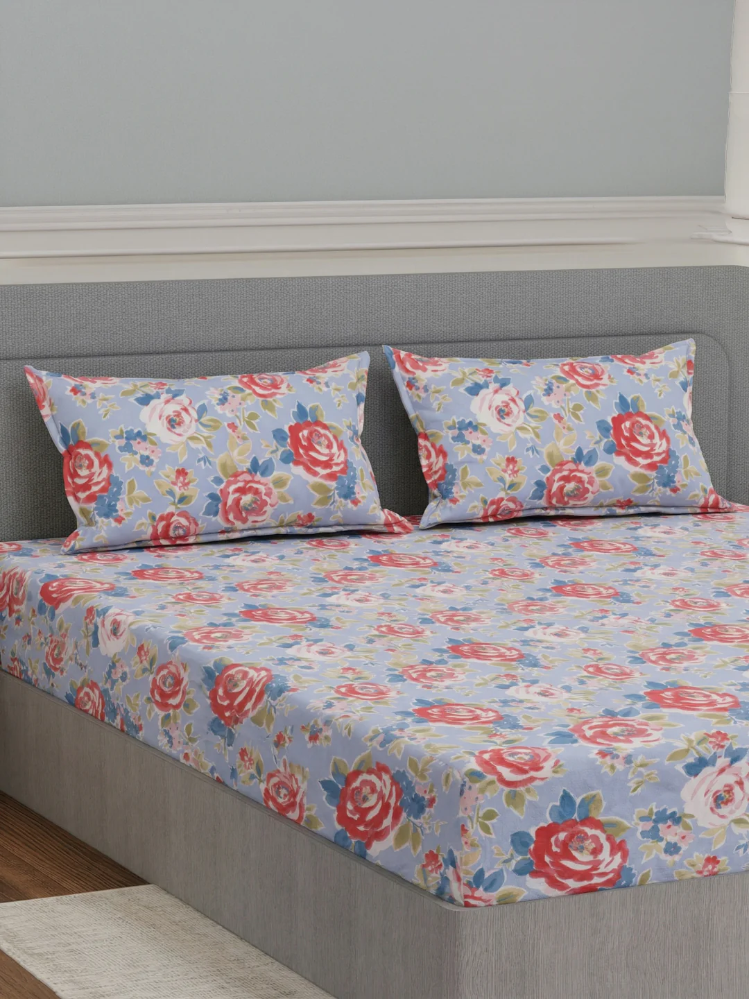 135 GSM Polyester King Size Bedsheet with 2 Pillow Covers Royal King Collection