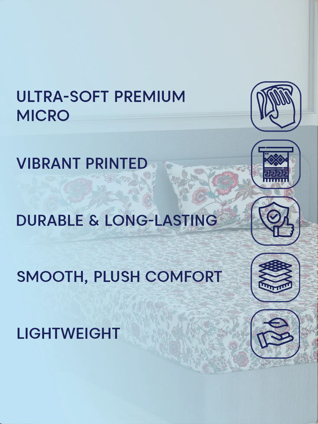 135 GSM Polyester King Size Bedsheet with 2 Pillow Covers Royal King Collection - Image 9
