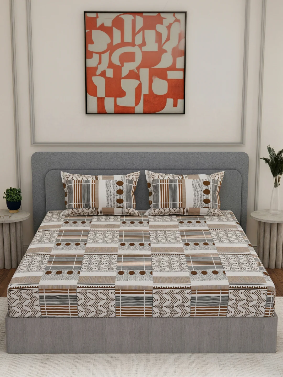 135 GSM Polyester King Size Bedsheet with 2 Pillow Covers Royal King Collection - Image 3
