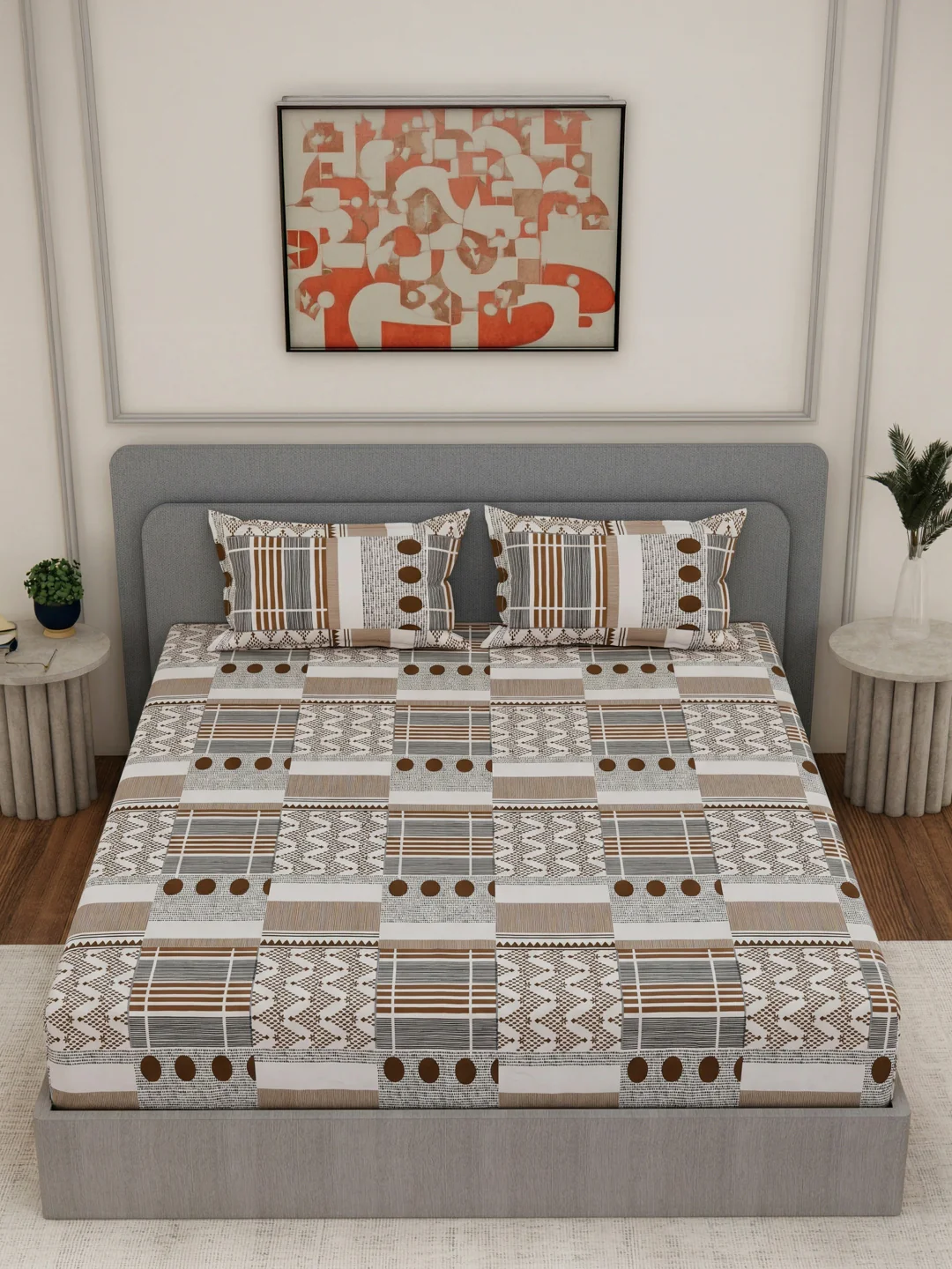 135 GSM Polyester King Size Bedsheet with 2 Pillow Covers Royal King Collection - Image 4