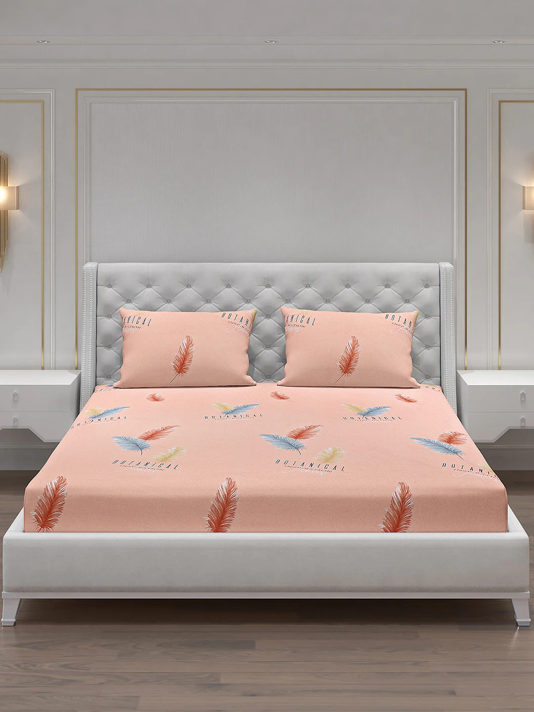 140 GSM Polyester Double Bed Bedsheet with 2 Pillow Covers - Image 3