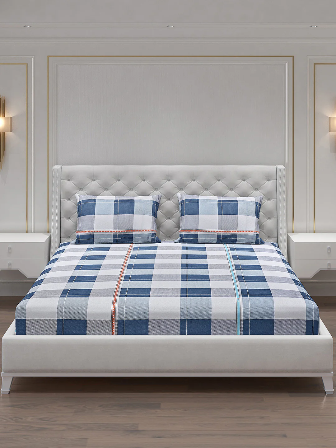 140 GSM Polyester Double Bed Bedsheet with 2 Pillow Covers - Image 3