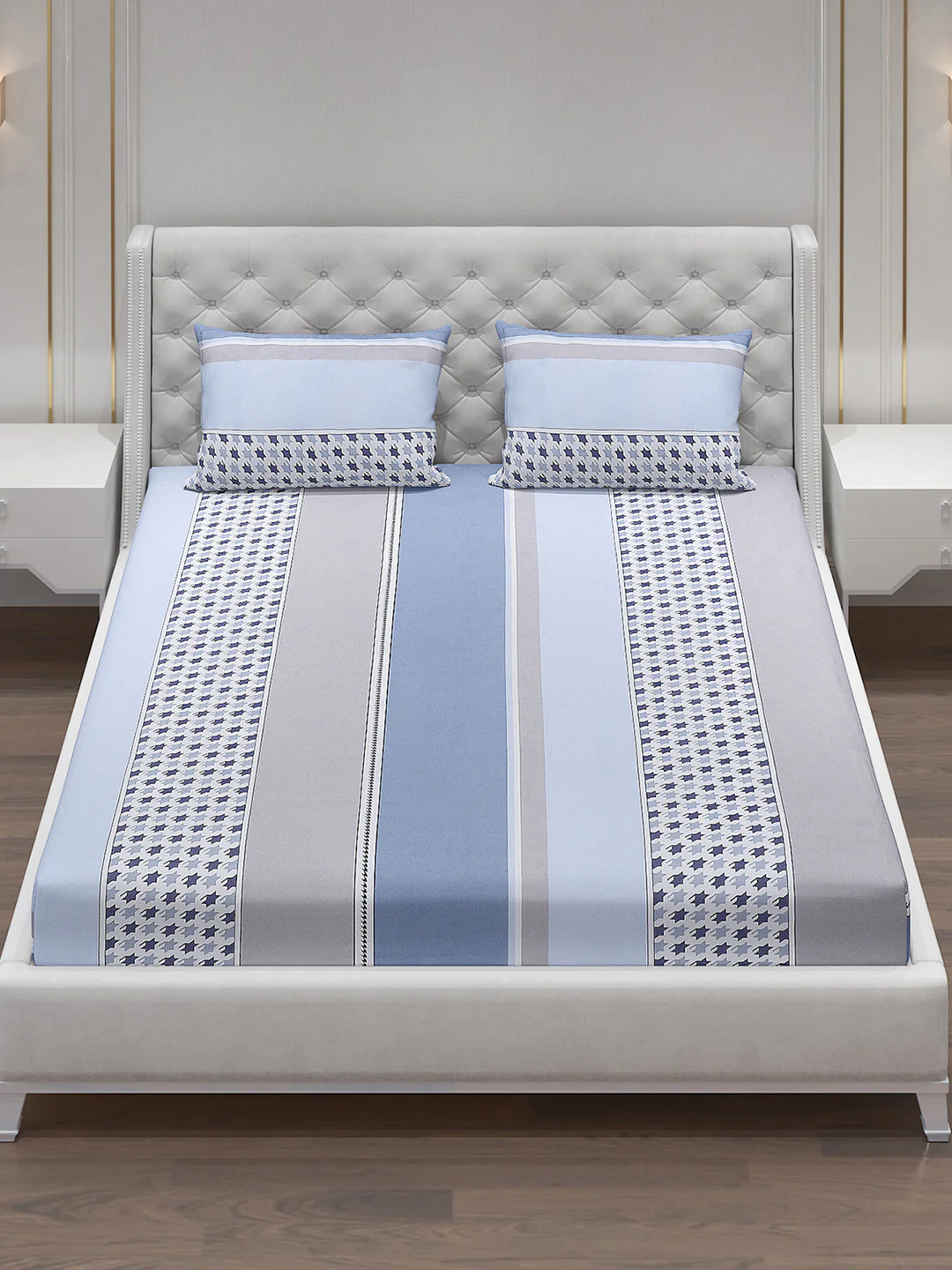 140 GSM Polyester Double Bed Bedsheet with 2 Pillow Covers - Image 2