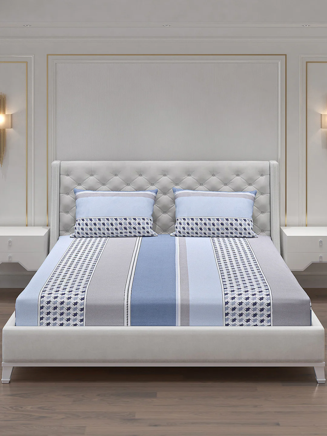 140 GSM Polyester Double Bed Bedsheet with 2 Pillow Covers - Image 3