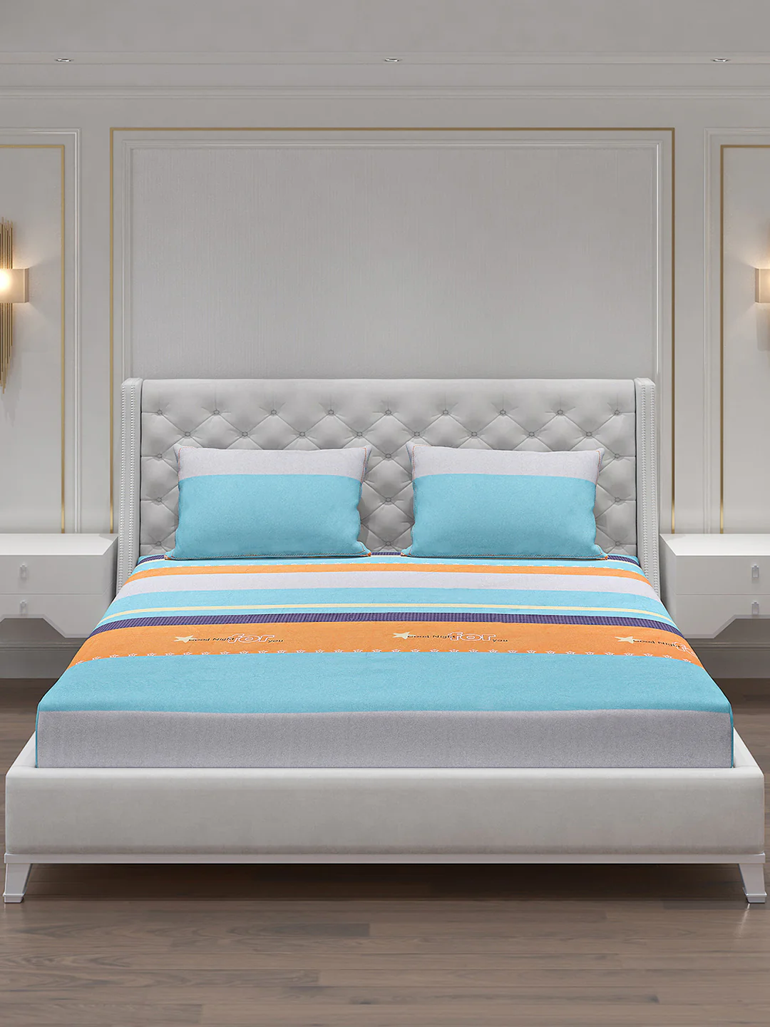 140 GSM Polyester Double Bed Bedsheet with 2 Pillow Covers - Image 3