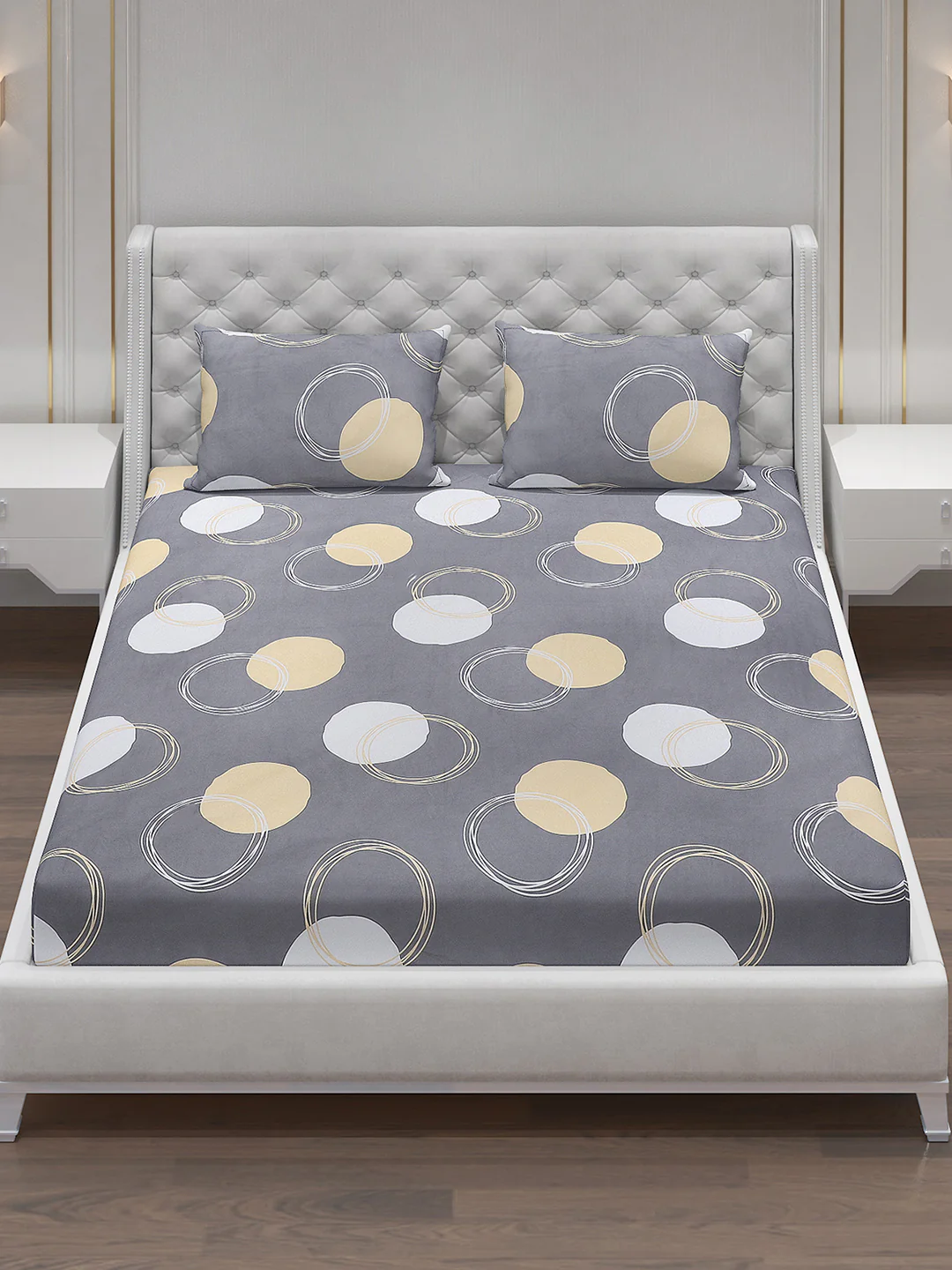 140 GSM Polyester Double Bed Bedsheet with 2 Pillow Covers - Image 2