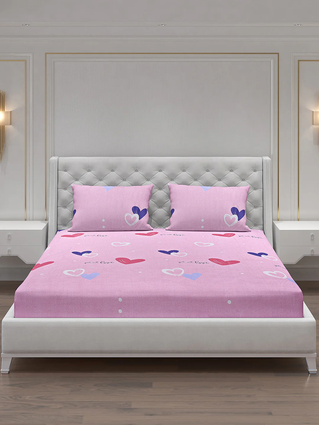 140 GSM Polyester Double Bed Bedsheet with 2 Pillow Covers - Image 3