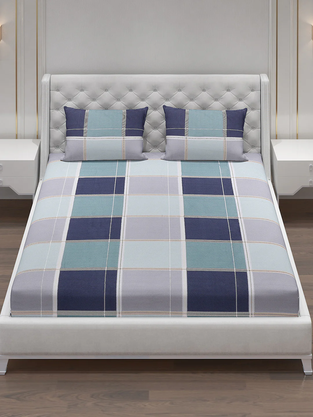 140 GSM Polyester Double Bed Bedsheet with 2 Pillow Covers - Image 2
