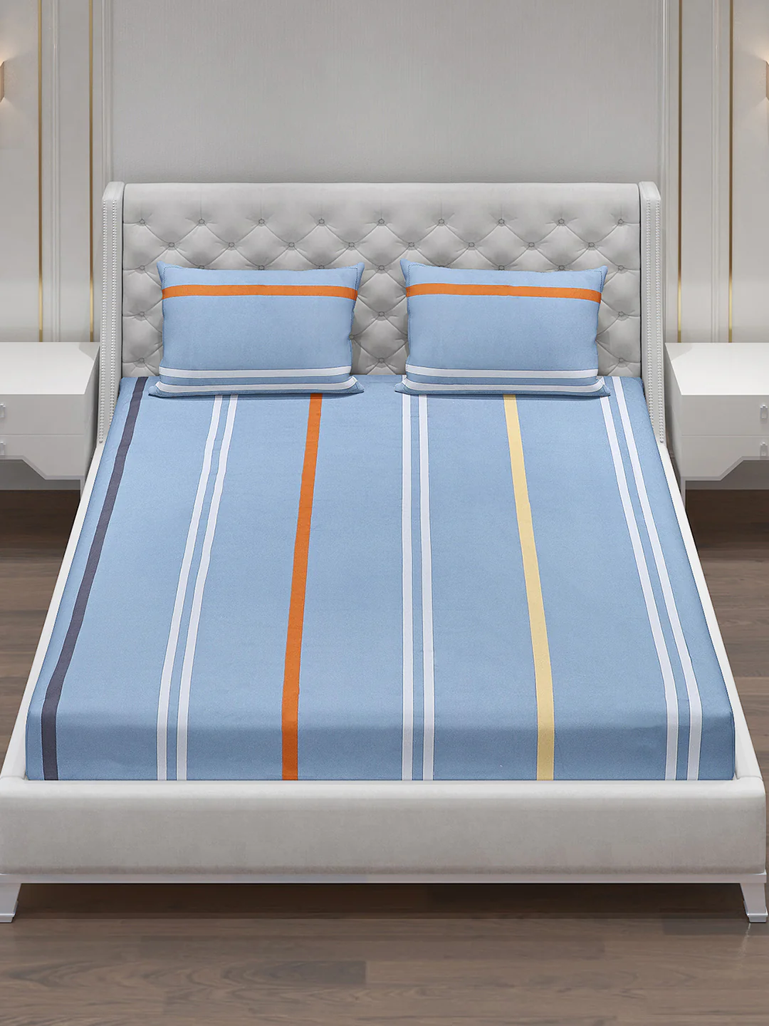 140 GSM Polyester Double Bed Bedsheet with 2 Pillow Covers - Image 2