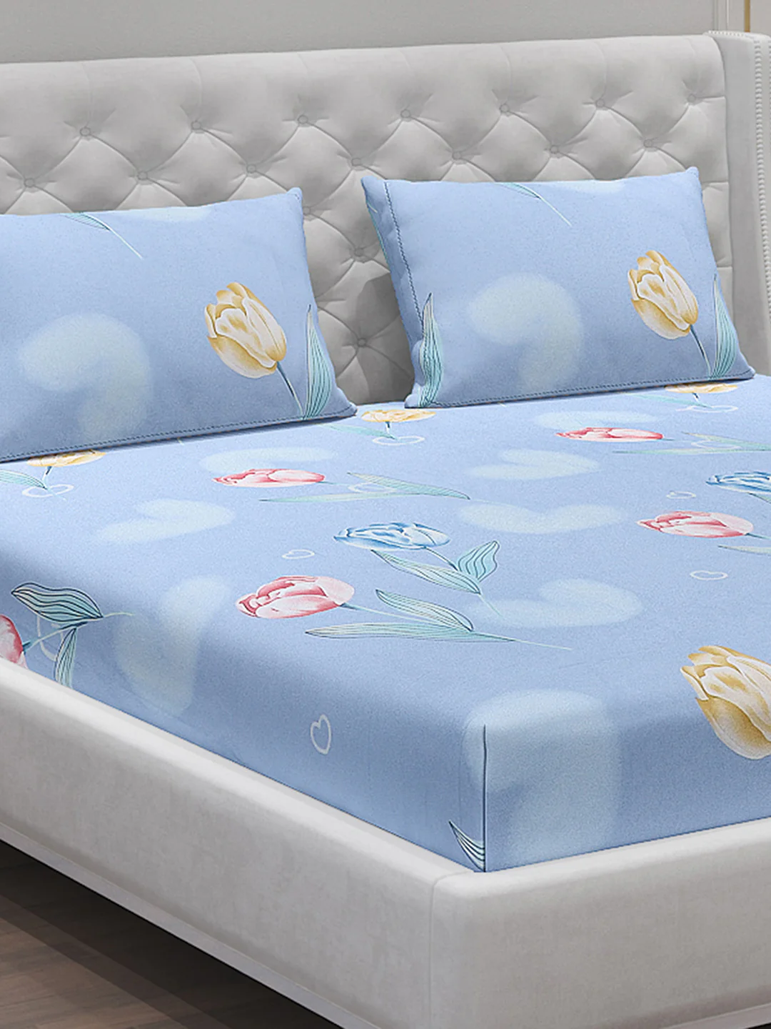 140 GSM Polyester Double Bed Bedsheet with 2 Pillow Covers - Image 5