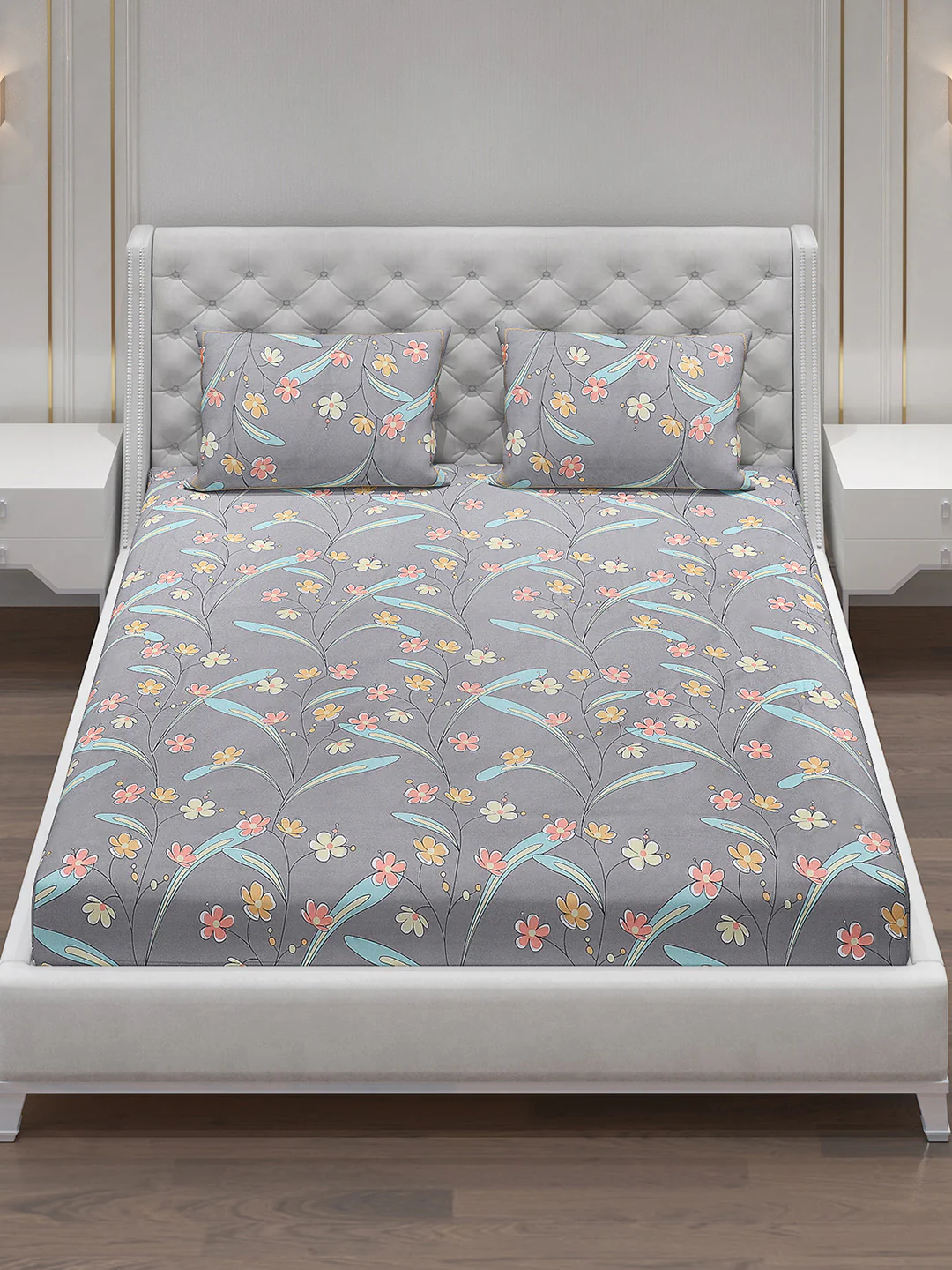 140 GSM Polyester Double Bed Bedsheet with 2 Pillow Covers - Image 2