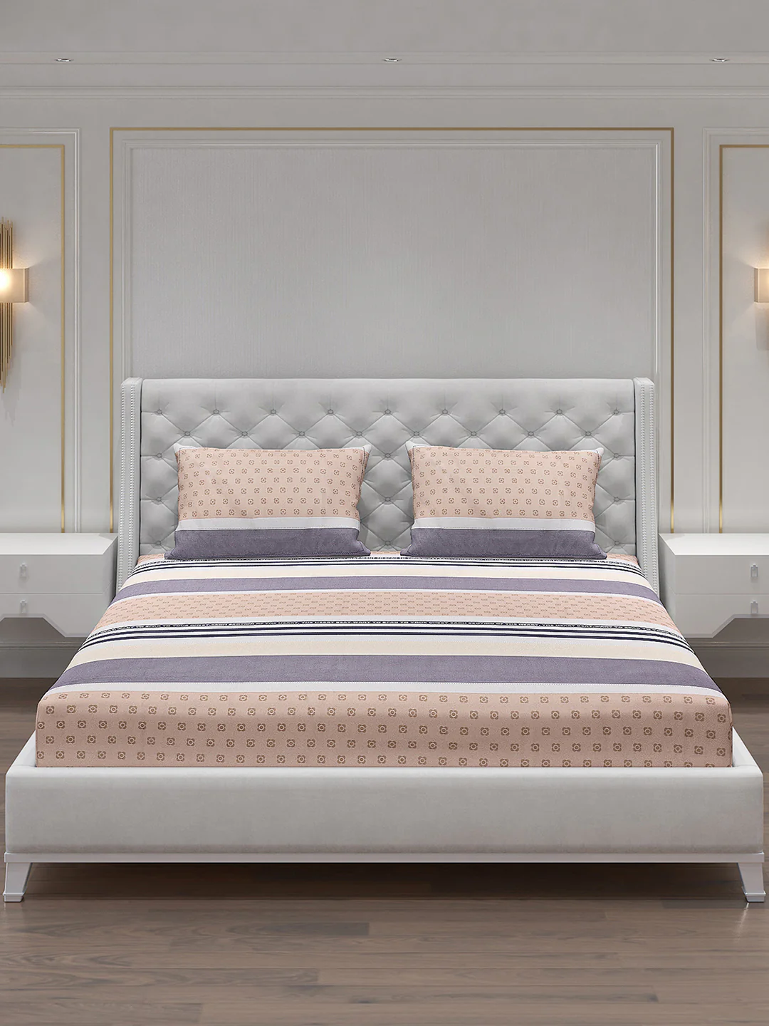 140 GSM Polyester Double Bed Bedsheet with 2 Pillow Covers - Image 3
