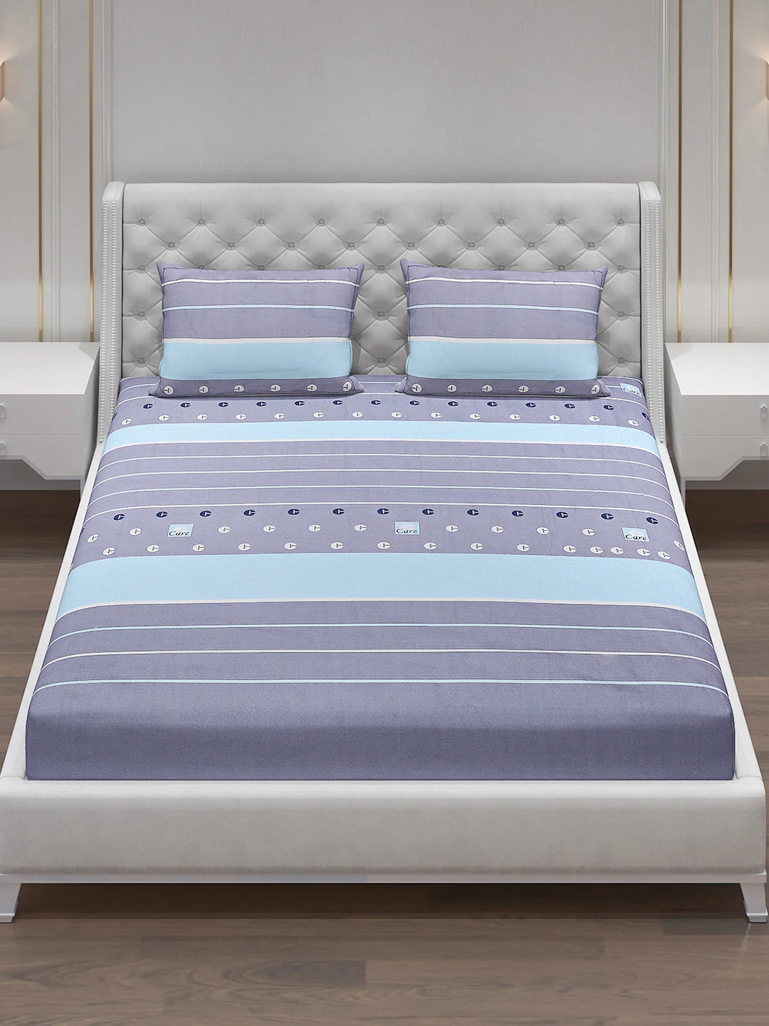 140 GSM Polyester Double Bed Bedsheet with 2 Pillow Covers - Image 2