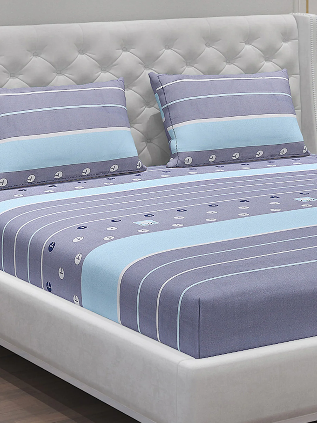140 GSM Polyester Double Bed Bedsheet with 2 Pillow Covers - Image 5