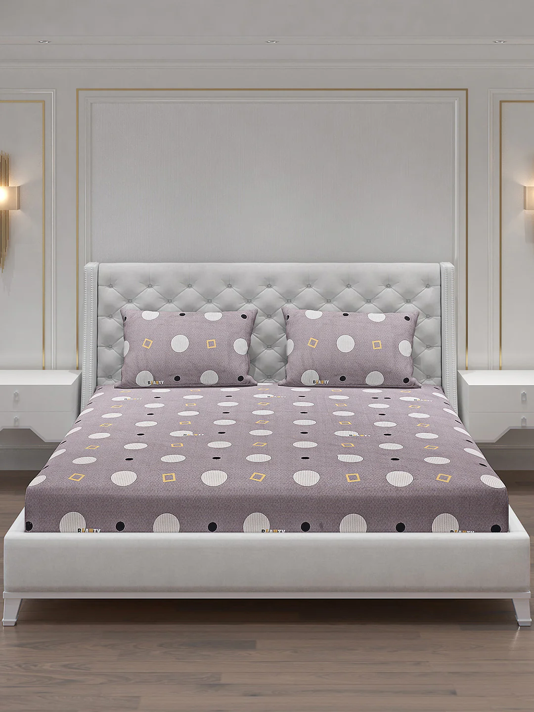140 GSM Polyester Double Bed Bedsheet with 2 Pillow Covers - Image 3