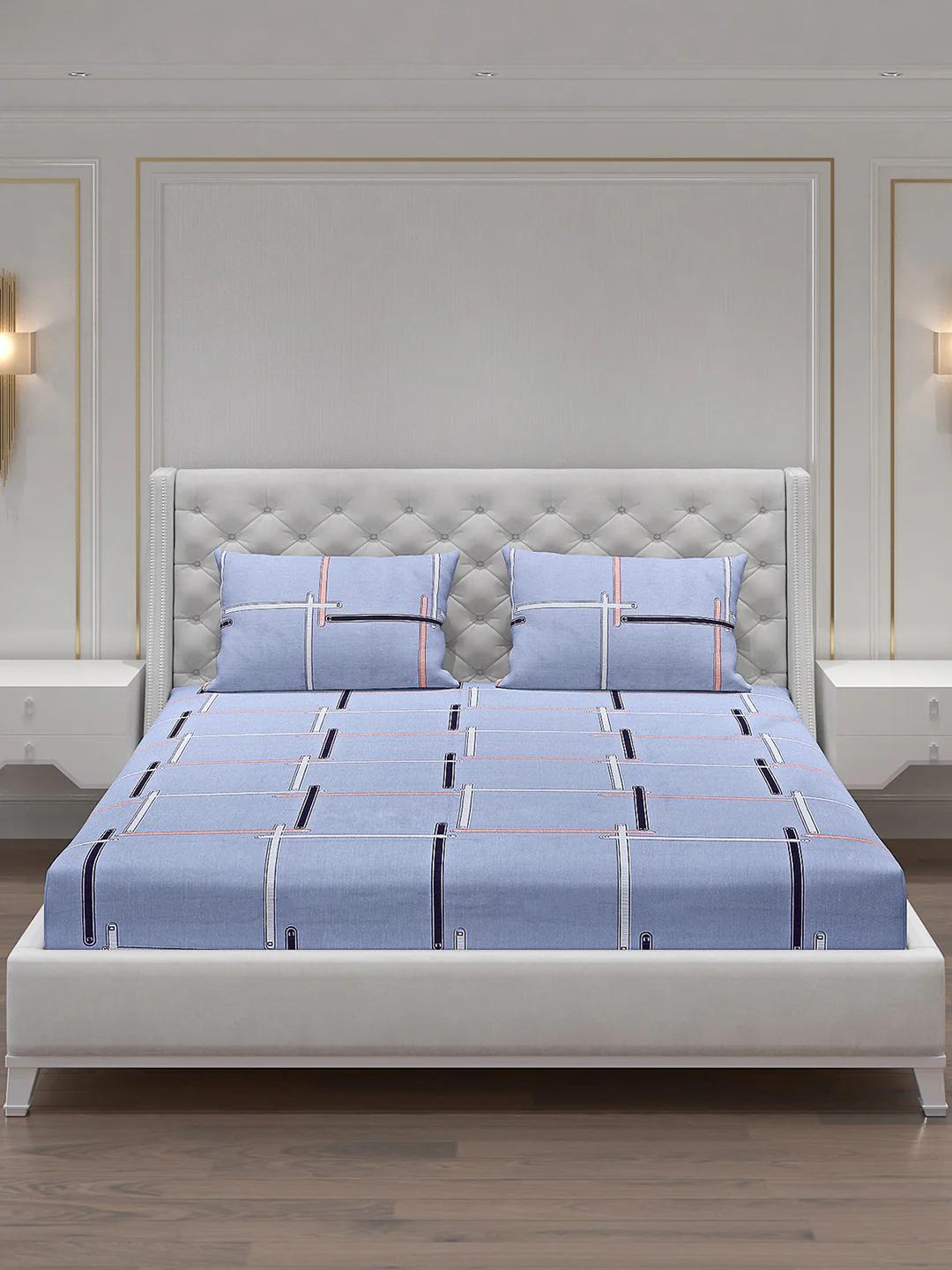 140 GSM Polyester Double Bed Bedsheet with 2 Pillow Covers - Image 3