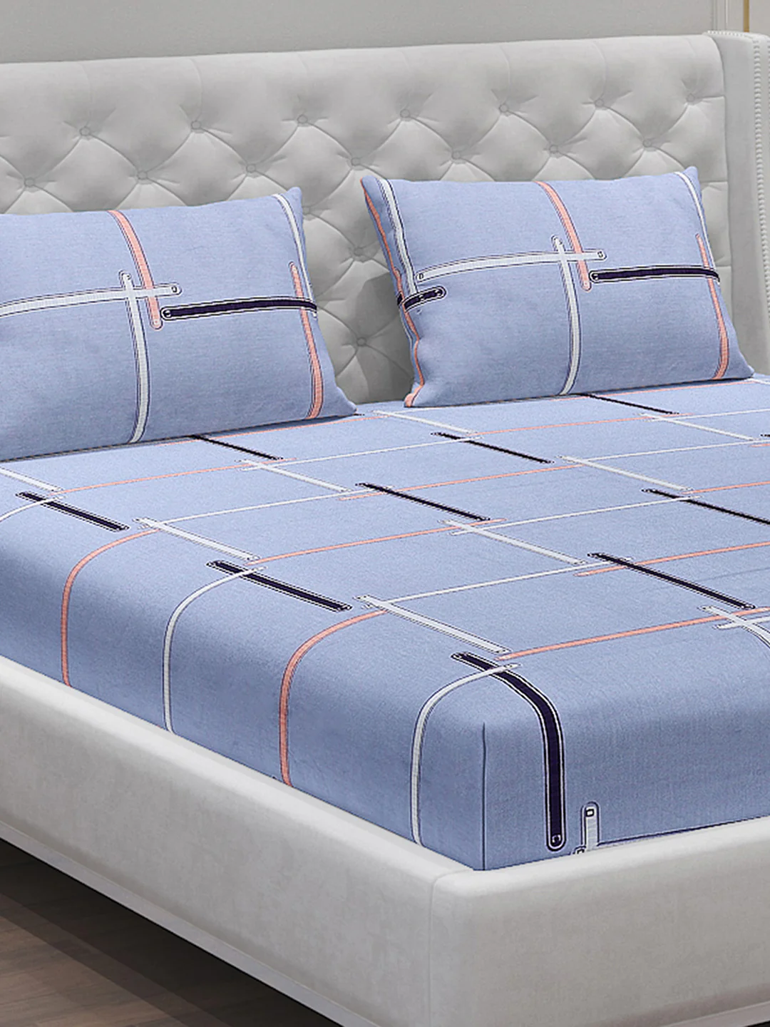 140 GSM Polyester Double Bed Bedsheet with 2 Pillow Covers - Image 5