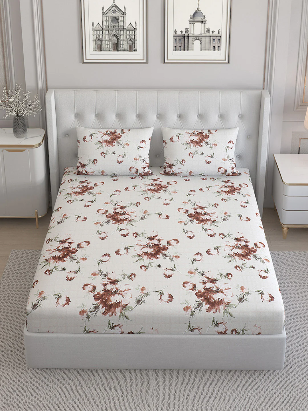 140 TC Cotton Double Bed Bedsheet with 2 Pillow Covers - Image 2