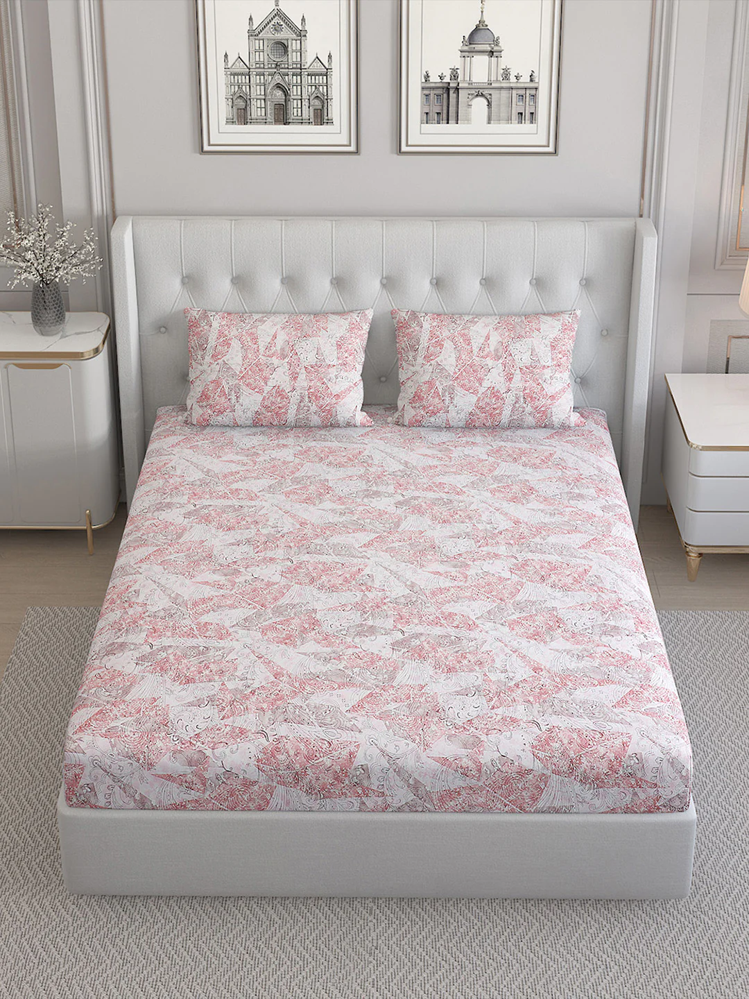 140 TC Cotton Double Bed Bedsheet with 2 Pillow Covers - Image 2