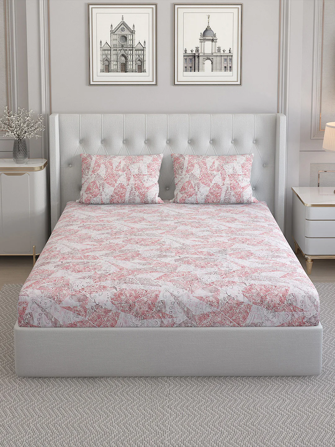 140 TC Cotton Double Bed Bedsheet with 2 Pillow Covers - Image 3