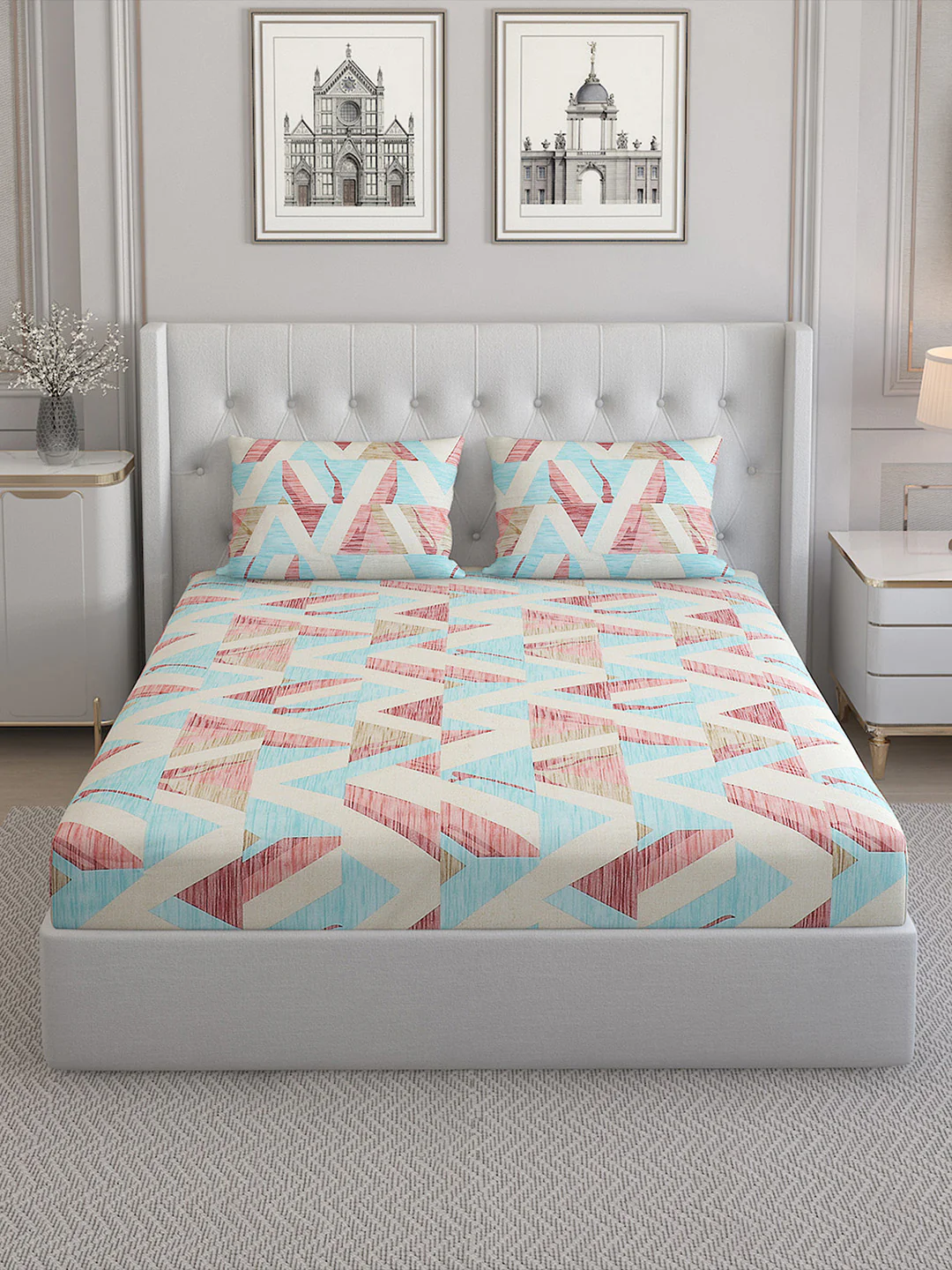 140 TC Cotton Double Bed Bedsheet with 2 Pillow Covers - Image 3