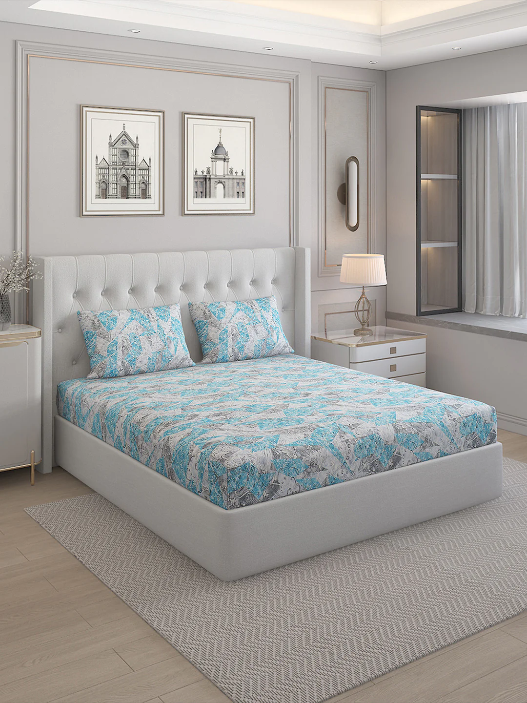 140 TC Cotton Double Bed Bedsheet with 2 Pillow Covers - Image 2