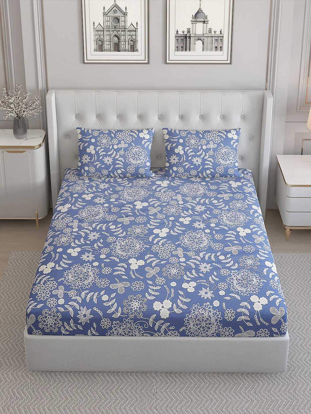 140 TC Cotton Double Bed Bedsheet with 2 Pillow Covers - Image 2