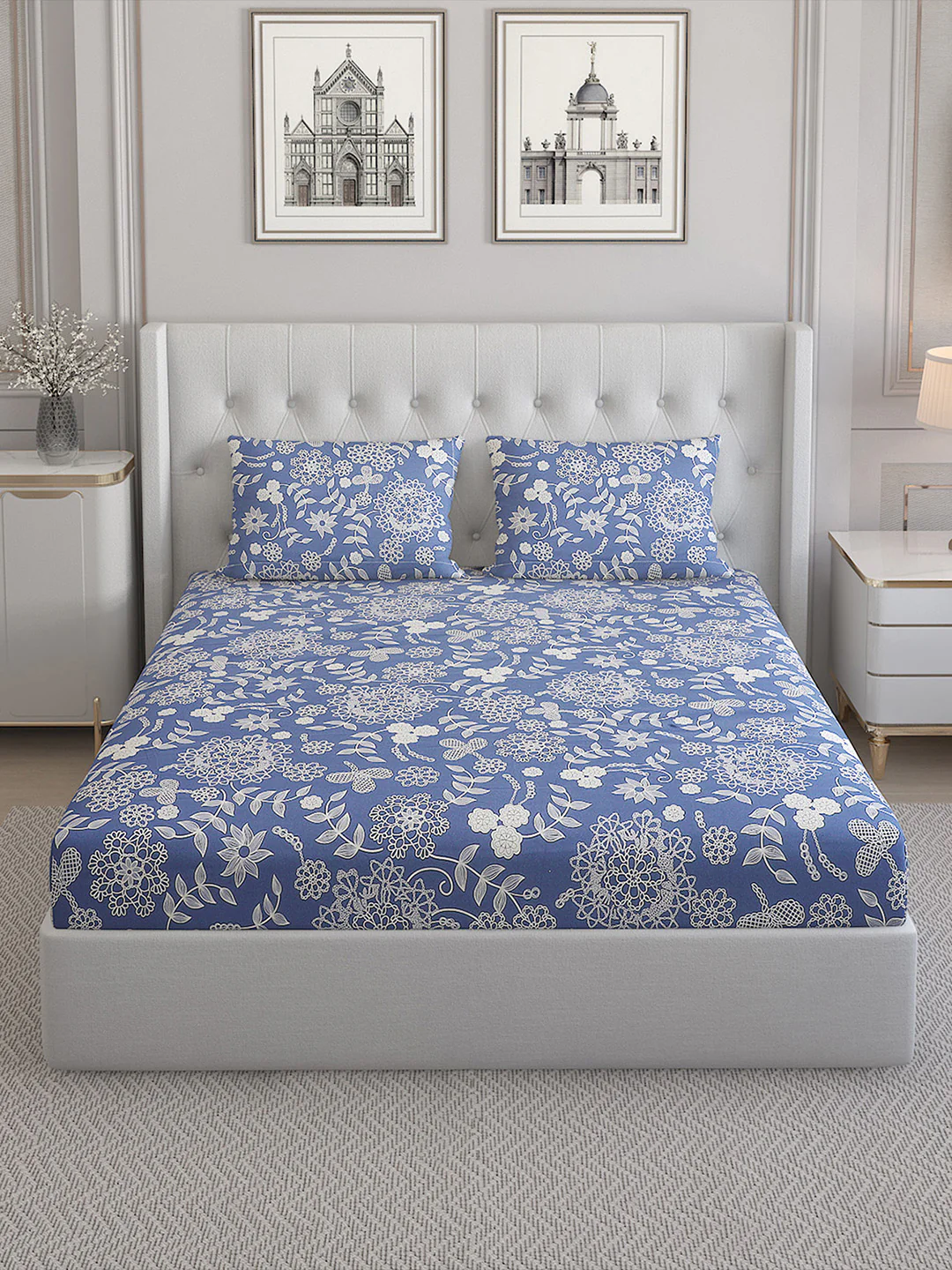 140 TC Cotton Double Bed Bedsheet with 2 Pillow Covers - Image 3