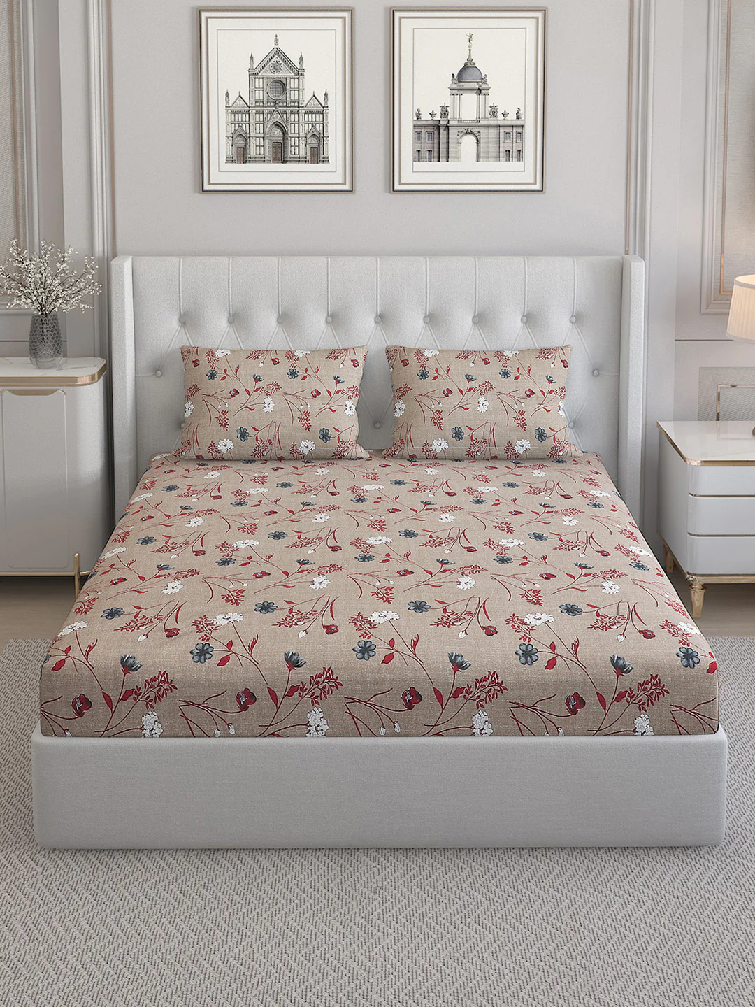 140 TC Cotton Double Bed Bedsheet with 2 Pillow Covers - Image 3