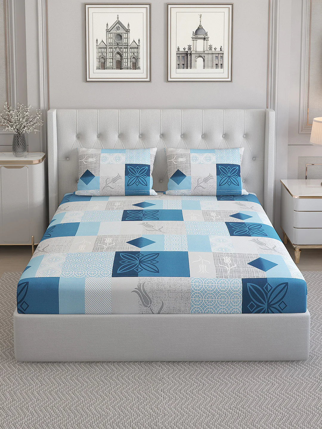 140 TC Cotton Double Bed Bedsheet with 2 Pillow Covers - Image 3