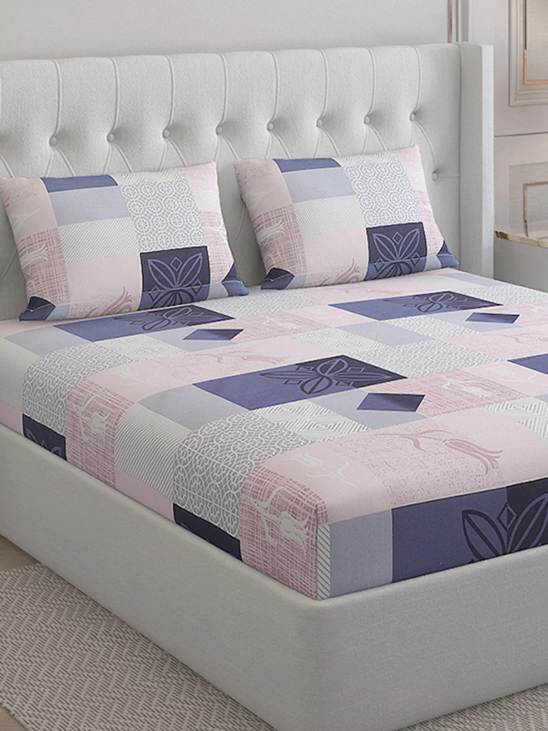 140 TC Cotton Double Bed Bedsheet with 2 Pillow Covers - Image 5