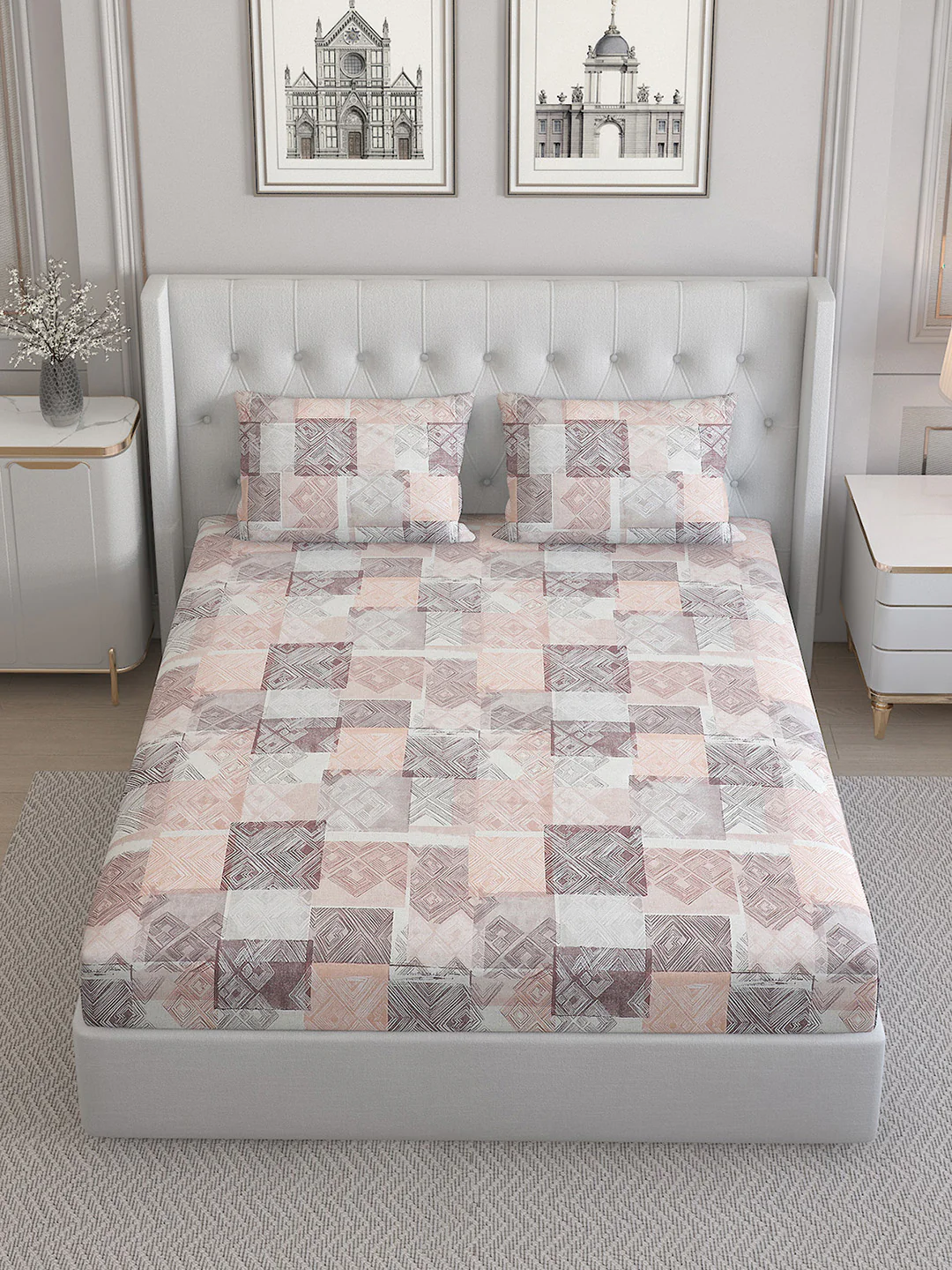 140 TC Cotton Double Bed Bedsheet with 2 Pillow Covers - Image 2