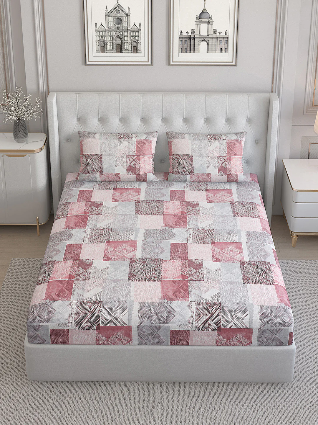 140 TC Cotton Double Bed Bedsheet with 2 Pillow Covers - Image 2