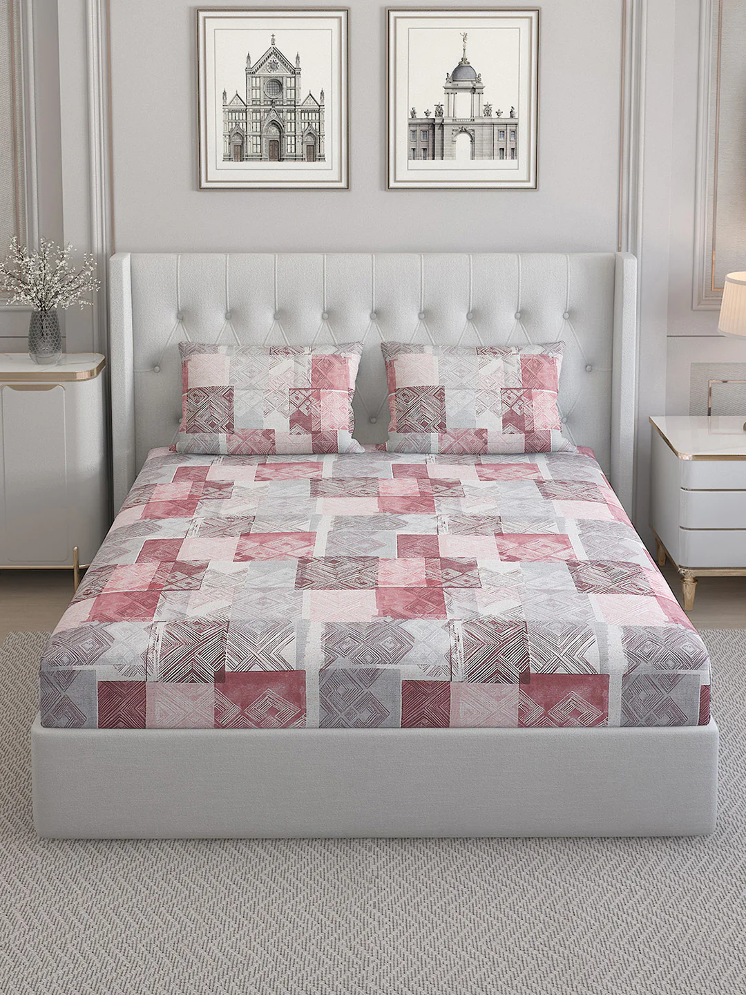 140 TC Cotton Double Bed Bedsheet with 2 Pillow Covers - Image 3