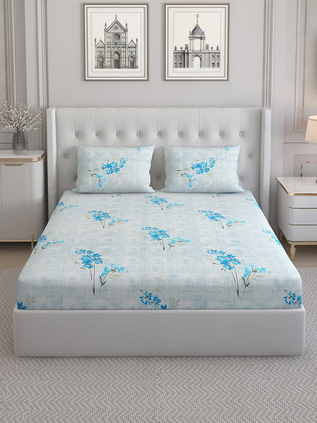 140 TC Cotton Double Bed Bedsheet with 2 Pillow Covers - Image 3