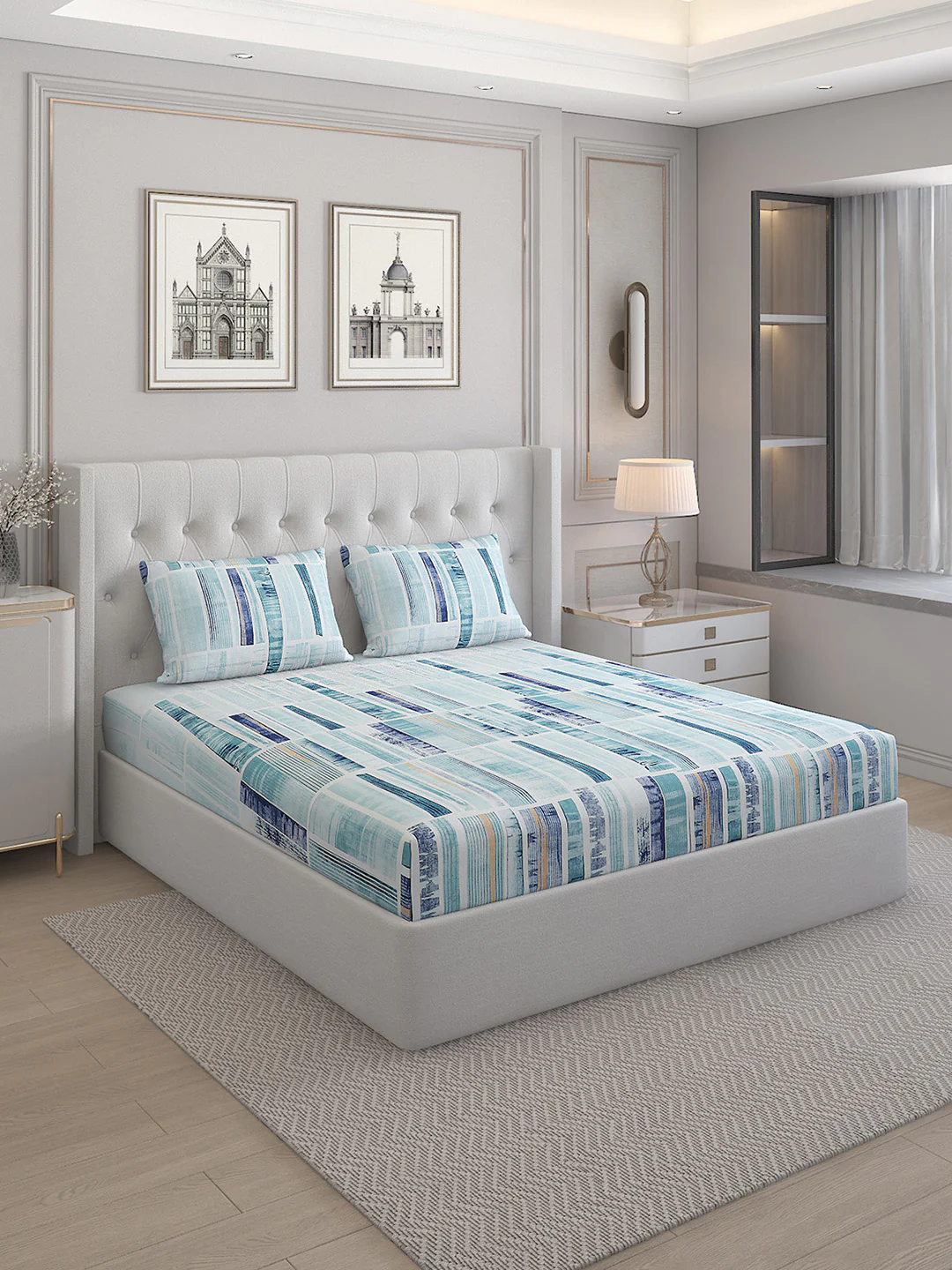 140 TC Cotton Double Bed Bedsheet with 2 Pillow Covers