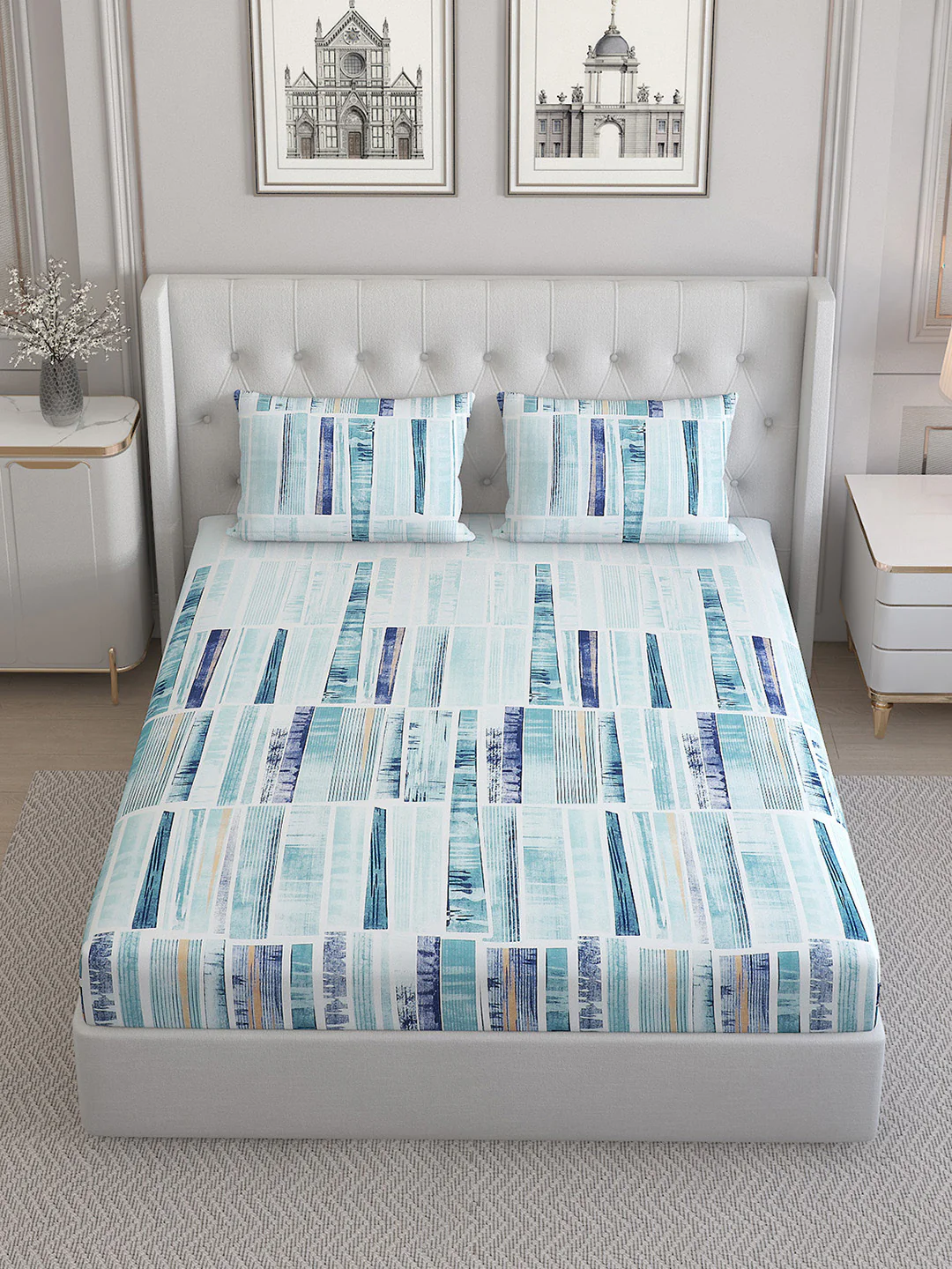 140 TC Cotton Double Bed Bedsheet with 2 Pillow Covers - Image 2