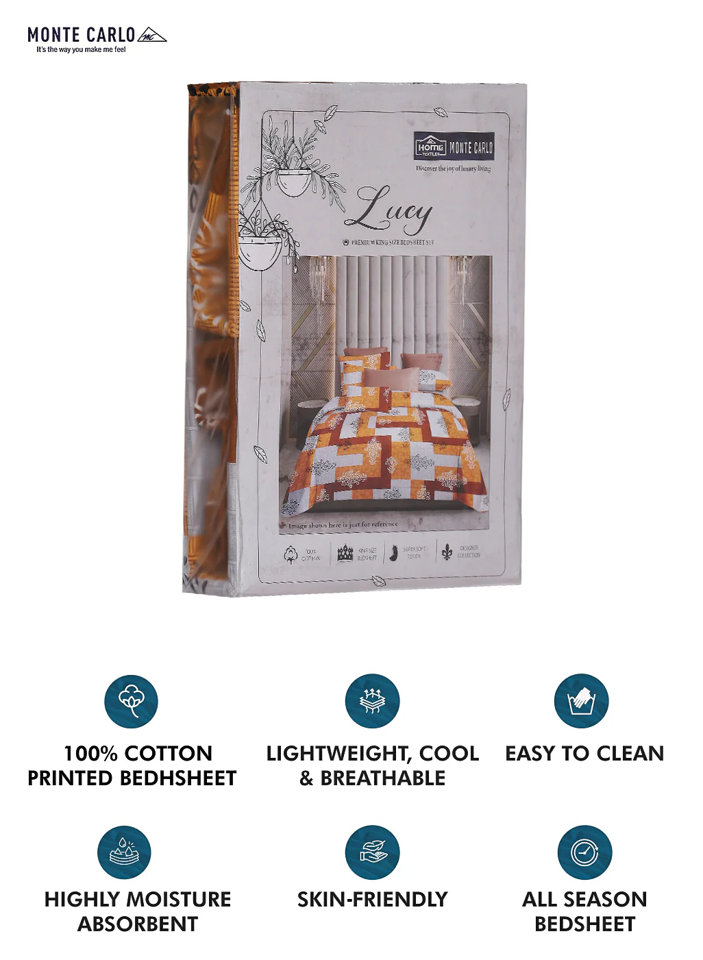 140 TC Cotton Double Bed Bedsheet with 2 Pillow Covers - Image 10