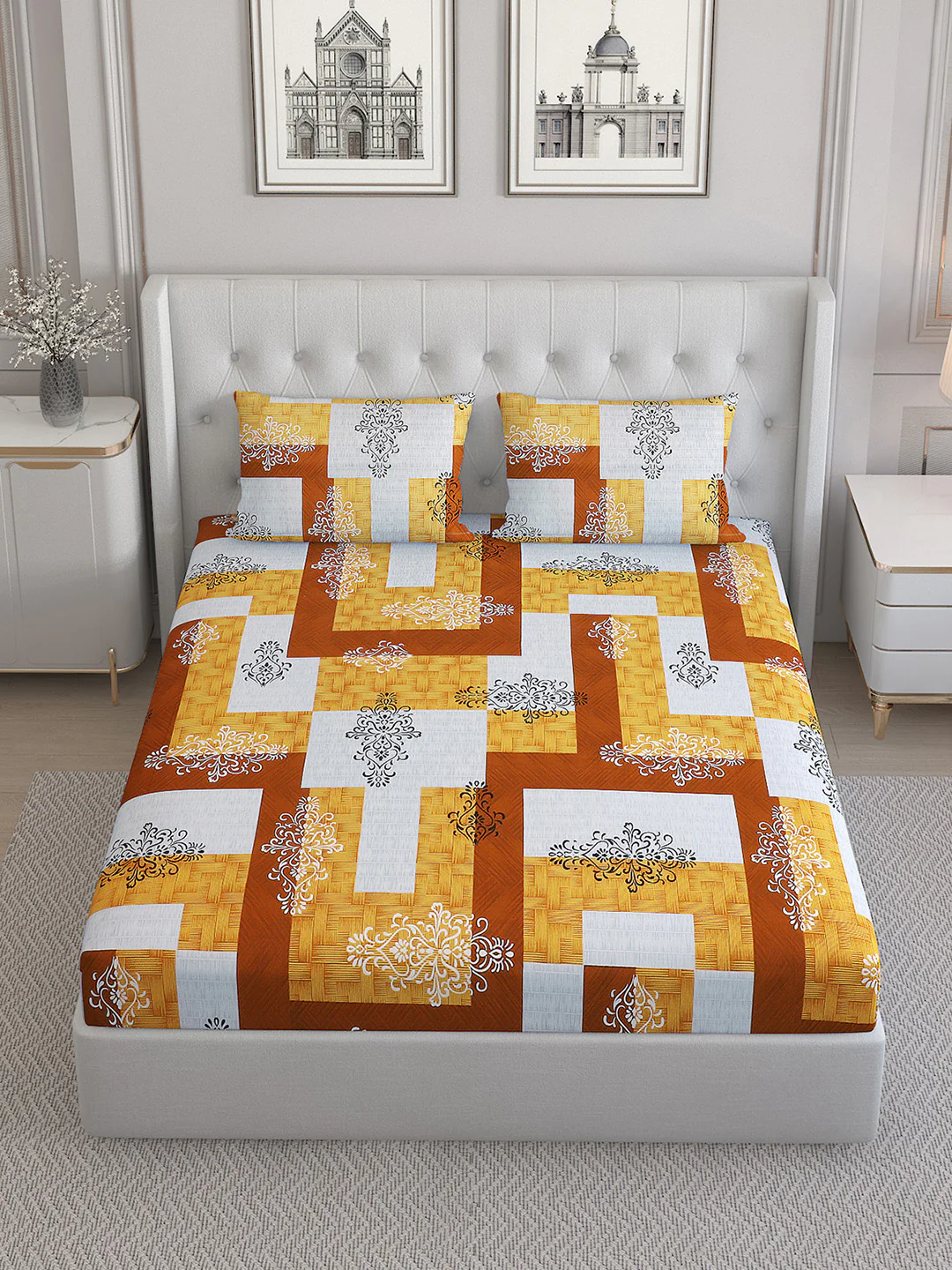 140 TC Cotton Double Bed Bedsheet with 2 Pillow Covers - Image 2