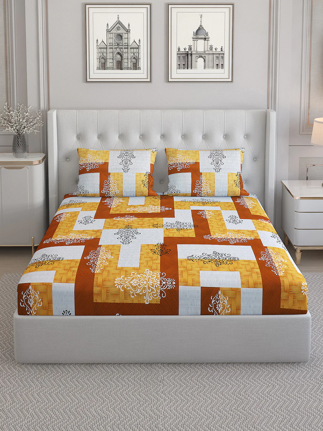 140 TC Cotton Double Bed Bedsheet with 2 Pillow Covers - Image 3