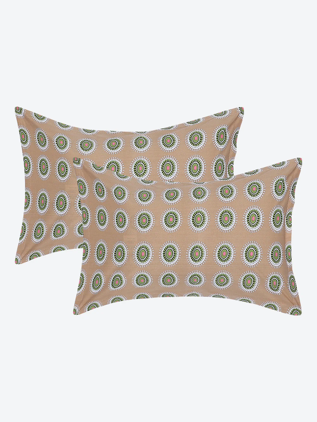 144 TC Beige Cotton Double Bedsheet with 2 Pillow Covers - Image 7