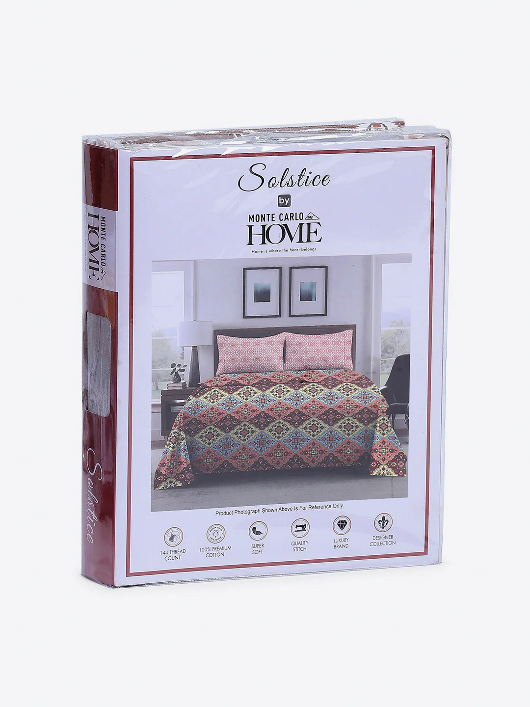 144 TC Cotton Double Bed 1 Fitted Bedsheet with 2 Pillow Cover (Solstice) - Image 10