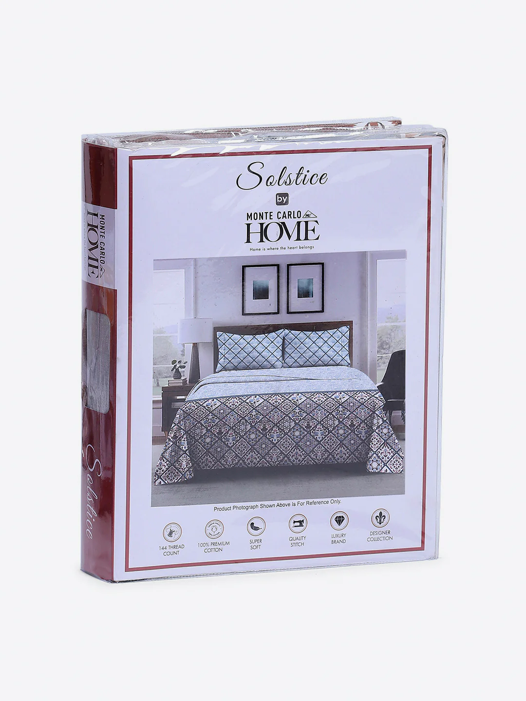 144 TC Cotton Double Bed 1 Fitted Bedsheet with 2 Pillow Cover (Solstice) - Image 10