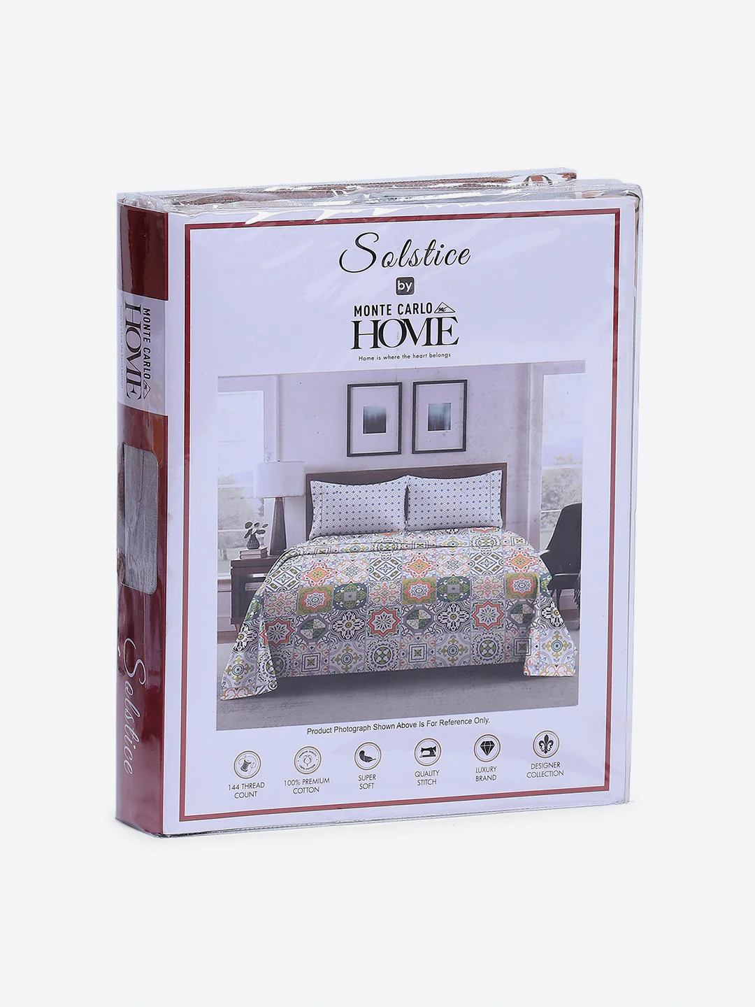 144 TC Cotton Double Bed 1 Fitted Bedsheet with 2 Pillow Cover (Solstice) - Image 10