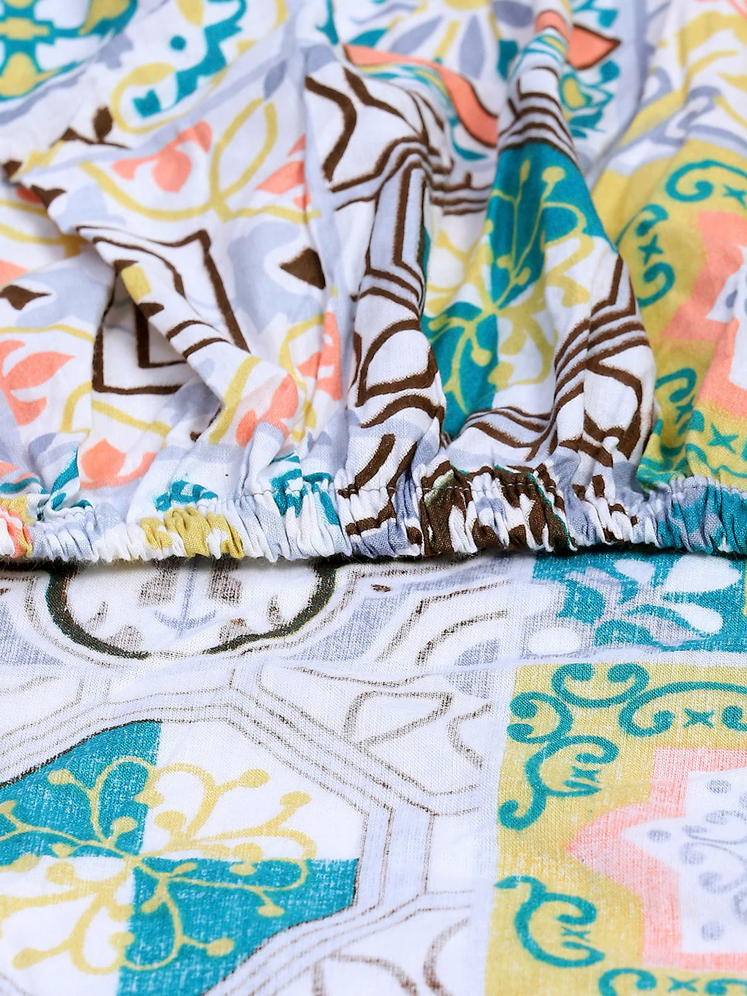 144 TC Cotton Double Bed 1 Fitted Bedsheet with 2 Pillow Cover (Solstice) - Image 9
