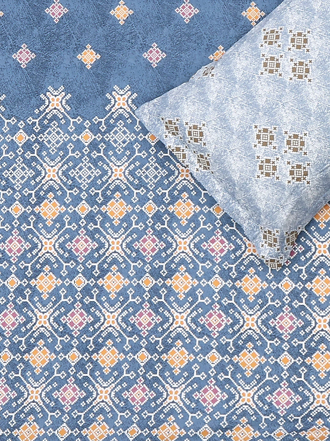 144 TC Cotton Double Bed 1 Fitted Bedsheet with 2 Pillow Cover (Solstice) - Image 5