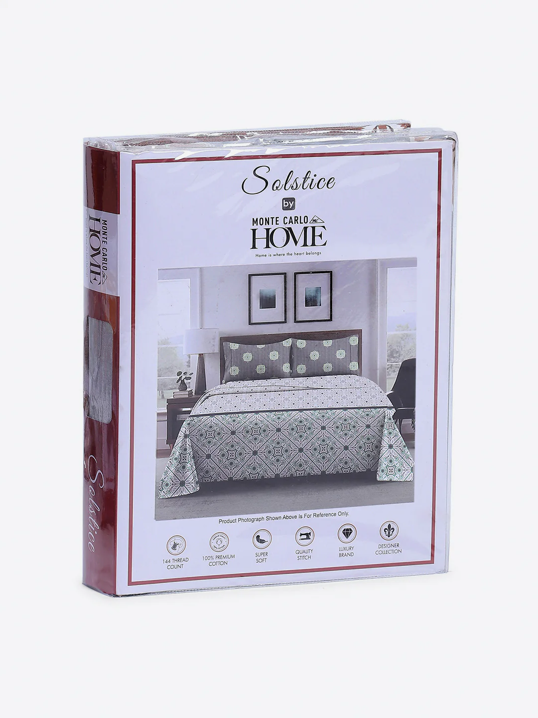 144 TC Cotton Double Bed 1 Fitted Bedsheet with 2 Pillow Cover (Solstice) - Image 10