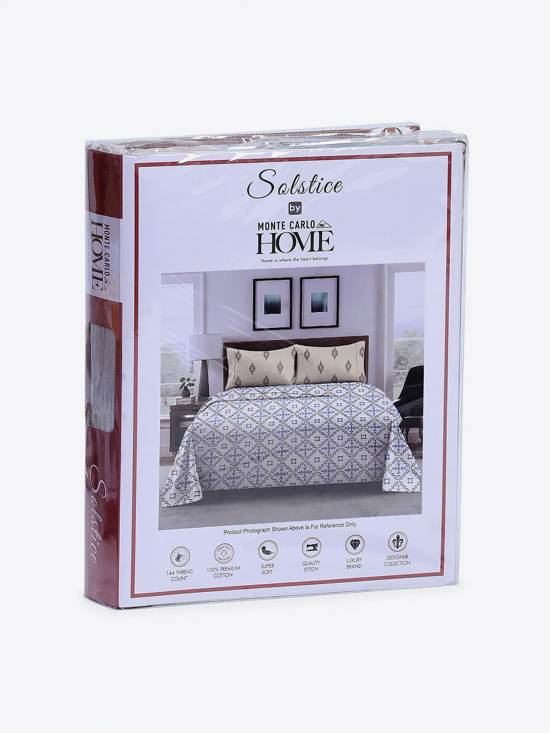 144 TC Cotton Double Bed 1 Fitted Bedsheet with 2 Pillow Cover (Solstice) - Image 10