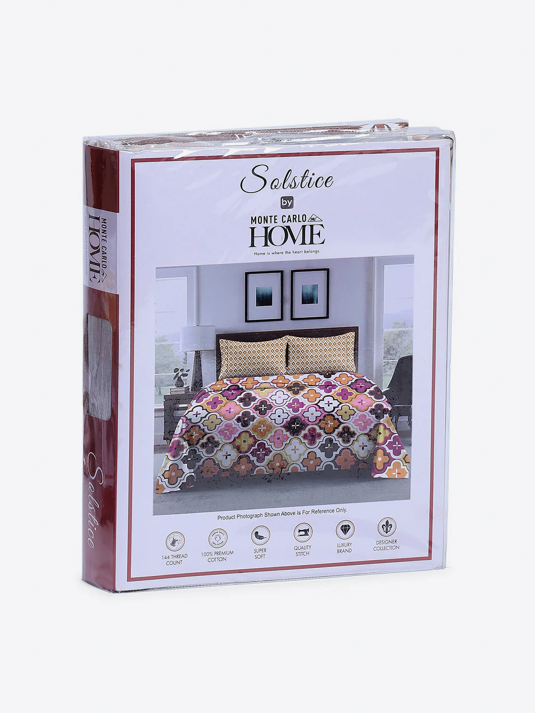 144 TC Cotton Double Bed 1 Fitted Bedsheet with 2 Pillow Cover (Solstice) - Image 10